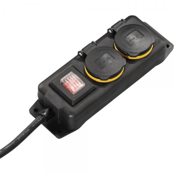 Regleta 2 Tomas c/proteccion salpicadura+Interrupt