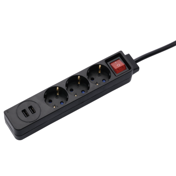 Regleta 3Tomas + 2 USB 3.4A 3680W 16A Bk Hama